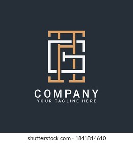 letras del logotipo AG o GA en oro y blanco