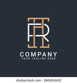 monogram logo letters AR or RA in gold and white