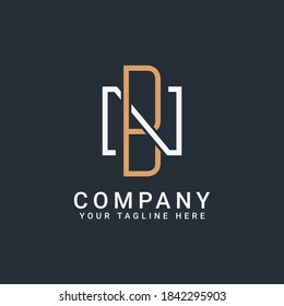 letras del logotipo BN o NP en oro y blanco