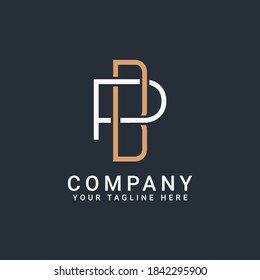 letras del logotipo de monograma BP o PB en oro y blanco