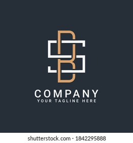 monogram logo letters BS or SB in gold and white