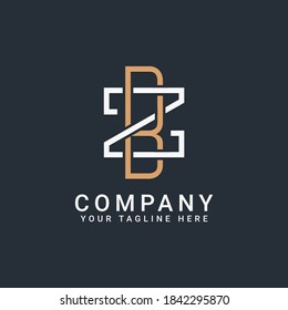 monogram logo letters BZ or ZB in gold and white
