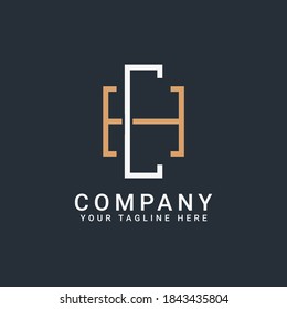 monogram logo letters CH or HC in gold and white