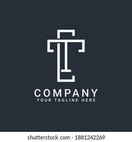 monogram logo letters CT or TC in gold and white