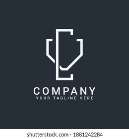 monogram logo letters CV or VC in gold and white