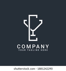 Monogramm-Logo-Buchstaben CY oder YC auf Golden und Weiß
