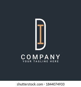 monogram logo letters DI or ID in gold and white