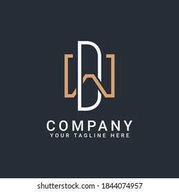 monogram logo letters DW or WD in gold and white