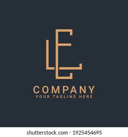 monogram logo letters EL or LE in gold colors