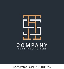 Monogramm-Logo-Buchstaben AS oder SA auf Golden und Weiß