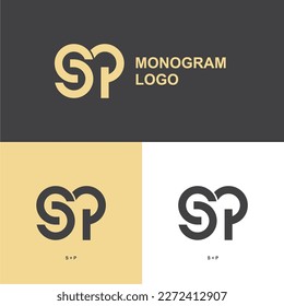Monogram Logo Luxury vector logotype with business template. Premium letter SP logo with golden design. Elegant corporate identity