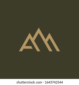 AM monogram logo in minimalist mountain shape.
