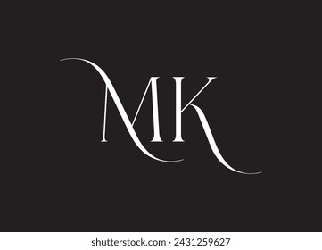 Logotipo de monograma MK, KM, M y K