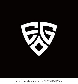 EG monogram logo with modern shield style design template isolated on black background