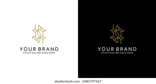 Ein Monogramm-Logo mit einem S im Monoline-Stil vermittelt den Eindruck von elegantem und minimalistischem Glanz