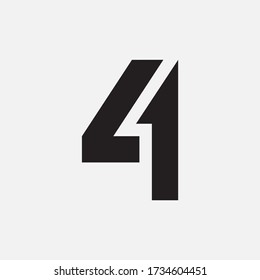 monogram logo number 4 or 44 modern, simple, sporty, black color white on background