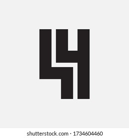 logotipo de monograma número 4 ó 44 moderno, sencillo, deportivo, de color negro blanco sobre fondo