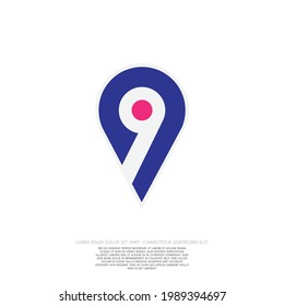 Logograma número 9 y vector de iconos para su ilustración