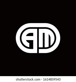 AM monogram logo with an oval style on a black background	