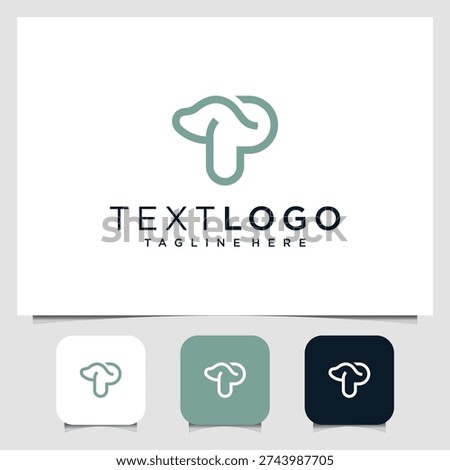 Monogram logo p minimal template with dog customizable text and color variations