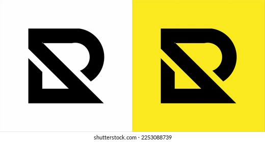 monogram logo P R Logo with black color and elegant white and yellow background