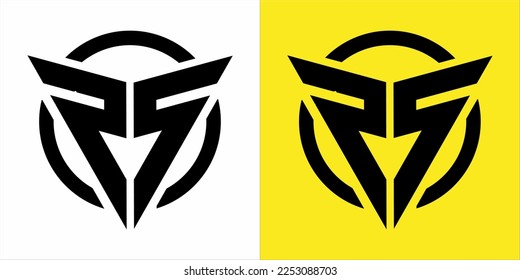 Monogramm-Logo P S O mit schwarzer Farbe und elegantem weißem und gelbem Hintergrund