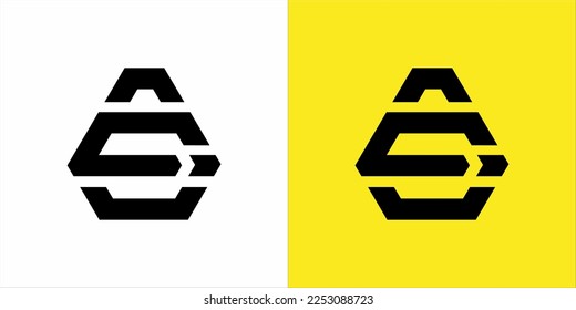 monogram logo S A with black color and elegant white and yellow background