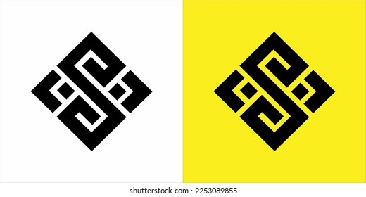monogram logo S with black color and elegant white and yellow background