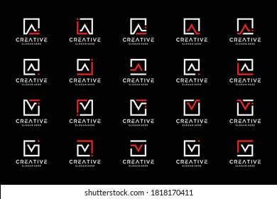 monogram logo set initial letter A, V. collection icon for business, company and personal branding.