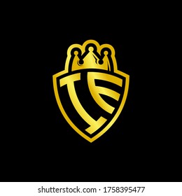logotipo de monograma IE con plantilla de diseño de estilo de escudo y corona aislado en fondo negro