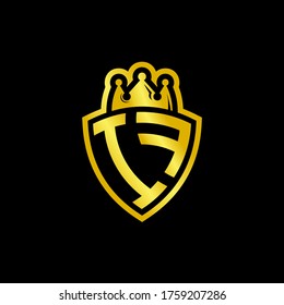 logotipo de monograma IF con plantilla de diseño de estilo de escudo y corona aislado en fondo negro