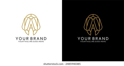 Un logotipo de monograma brilla fuertemente al formar adornos monolineales que dan la impresión de clásico, simple, lujo, elegancia y minimalismo