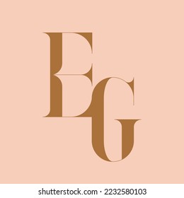 EG monogram logo signature icon.Alphabet initials isolated on light fund.Abstract letter e, letter g.Lettering sign.Modern deco design, fashion, beauuty, wedding style characters.Serif typography.