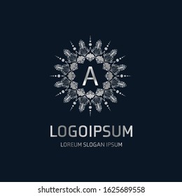 monogram logo with silver letter