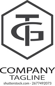 Monogramm-Logo mit den stilisierten Buchstaben "T" und "G". Es kann in verschiedenen Medien verwendet werden, von digitalen Plattformen bis hin zu Druckmaterialien, wobei seine Klarheit und Qualität gewahrt bleibt.