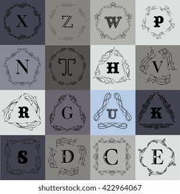 Monogram logo template with  calligraphic elegant ornament. Identity design with letter P,D,E,C,G,O for shop, store or restaurant, heraldic