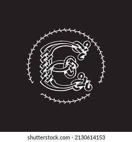 plantilla de logotipo de monograma con elementos decorativos caligráficos decorativos decorativos decorativos decorativos decorativos decorativos decorativos decorativos decorativos decorativos decorativos decorativos decorativos decorativos. Diseño de identidad con letra e para café, tienda, tienda, restaurante, boutique, hotel, heráldico, moda, ilustración vectorial 