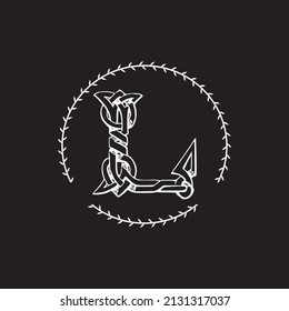monogram logo template with elegant ornate calligraphic decorative elements. Identity design with letter l for cafe, shop, store, restaurant, boutique, hotel, heraldic, fashion, vector illustration 