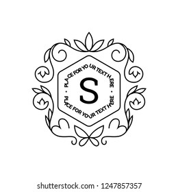 Monogram logo template with flourishes calligraphic elegant ornament frames. Identity design with letter for cafe, shop, store, restaurant, boutique, hotel, heraldic, fashion and etc.