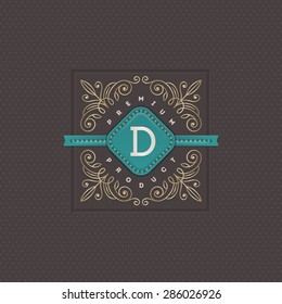 Plantilla de logotipo de monograma con florecientes elementos caligráficos de adorno elegante. Diseño de identidad con carta para café, tienda, tienda, restaurante, boutique, hotel, heráldico, moda, etc.