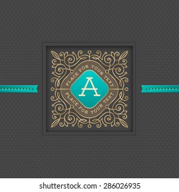Plantilla de logotipo de monograma con florecientes elementos caligráficos de adorno elegante. Diseño de identidad con carta para café, tienda, tienda, restaurante, boutique, hotel, heráldico, moda, etc.