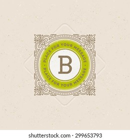Monogram logo template with flourishes calligraphic elegant ornament elements. Identity design with letter for cafe, shop, store, restaurant, boutique, hotel, heraldic, fashion and etc.
