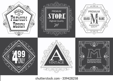 Monogram logo template with flourishes calligraphic elegant ornament elements. Identity design with letter for cafe, shop, store, restaurant, boutique, hotel, heraldic, fashion and etc.