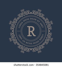 Monogram logo template with flourishes calligraphic elegant ornament elements. Identity design with letter for cafe, shop, store, restaurant, boutique, hotel, heraldic, fashion and etc