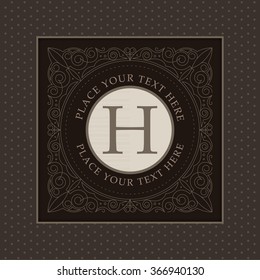 Monogram logo template with flourishes calligraphic elegant ornament elements