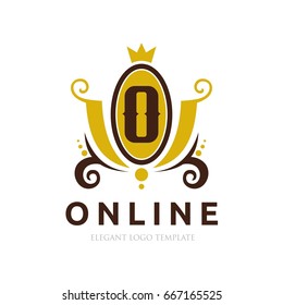 Monogram logo template with flourishes calligraphic elegant ornament elements. Identity design with letter for cafe, shop, store, restaurant, boutique, hotel, heraldic, fashion and etc.