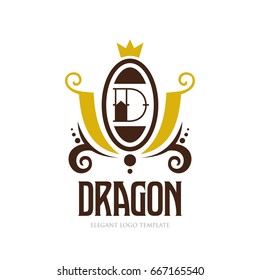 Monogram logo template with flourishes calligraphic elegant ornament elements. Identity design with letter for cafe, shop, store, restaurant, boutique, hotel, heraldic, fashion and etc.
