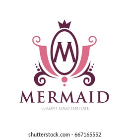 Monogram logo template with flourishes calligraphic elegant ornament elements. Identity design with letter for cafe, shop, store, restaurant, boutique, hotel, heraldic, fashion and etc.
