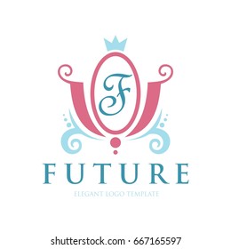 Monogram logo template with flourishes calligraphic elegant ornament elements. Identity design with letter for cafe, shop, store, restaurant, boutique, hotel, heraldic, fashion and etc.