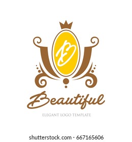 Monogram logo template with flourishes calligraphic elegant ornament elements. Identity design with letter for cafe, shop, store, restaurant, boutique, hotel, heraldic, fashion and etc.